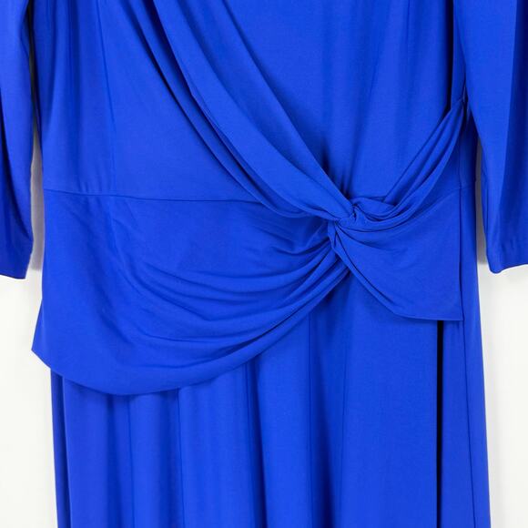 Eliza J Women’s Jersey Knit Drape Knot Front Dress Size 16 Cobalt Blue - Picture 5 of 14